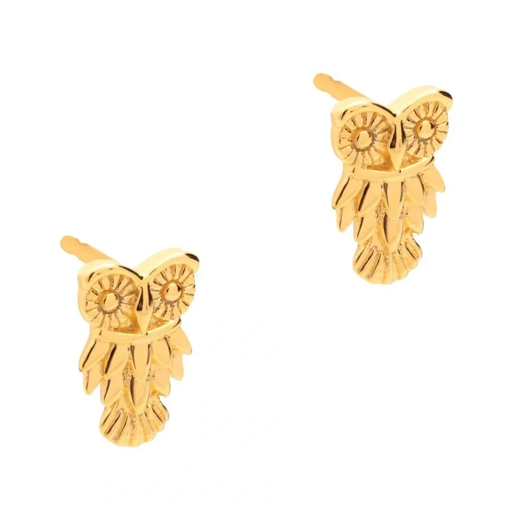 Owl Earrings in 18K Gold Vermeil. Pure Luxuries London. Brand new!